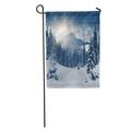 KDAGR Mountain Beautiful Winter Landscape Snow Covered Trees Snowy Christmas Forest Garden Flag Decorative Flag House Banner 12x18 inch
