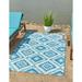 Unique Loom Fethiye Indoor/Outdoor Southwestern Rug Blue/Light Blue 10 x 12 2 Rectangle Textured Geometric Contemporary Flatweave Perfect For Patio Deck Garage Entryway