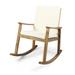 GDF Studio Aeney Outdoor Acacia Wood Rocking Chair with Cushions Teak and Cream