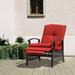 Domi Outdoor Living Adjustable Patio Recliner Chair Metal Outdoor Reclining Lounge Chair with Removable Cushions (Red)