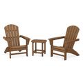 POLYWOOD Nautical 3-Piece Adirondack Set with South Beach 18 Side Table in Teak