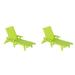 WestinTrends Malibu Outdoor Lounge Chairs Set of 2 All Weather Poly Lumber Patio Chaise Lounge Pool Chairs with 5 Positions Backrest Lime Green