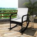 Tomshine Outdoor Rocking Chair Black Poly Rattan