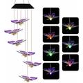 Solar Wind Chime Light Cocobaby Solar Powered Color Changing LED Hanging Butterfly Wind chime Light for Outdoor Indoor Gardening Yard Pathway Decoration (Purple Wing Butterfly)