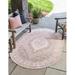 Unique Loom Valeria Indoor/Outdoor Traditional Rug Pink/Ivory 3 3 x 5 3 Oval Medallion Traditional Perfect For Patio Deck Garage Entryway