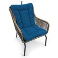 Jordan Manufacturing 21 x 38 Blue Solid Outdoor Chair Cushion with Ties and Loop - 38 L x 21 W x 3.5 H