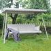 Outdoor Patio 3seater Metal Swing Chair Swing bed with Cushion and Adjustable Canopy Champagne Color