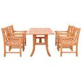 VIFAH Malibu Outdoor 5-piece Wood Patio Dining Set with Curvy Leg Table