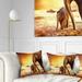 Designart Elephant Mother and Baby Outdoors - African Throw Pillow - 18x18