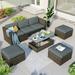 Highsound 5 Pieces Patio Furniture Sectional Sets Outdoor All-Weather PE Rattan Wicker Conversation Setsï¼ŒGarden Sofa Set with Coffee Table and Couch Cushions