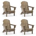 Folding Adirondack Lawn Chairs Set of 4 for Outdoor Patio Garden Weather Wood