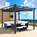 QueenDream Outdoor Retractable Pergola with Sun Shade Canopy 10 x 10 Patio Aluminum Pergola Shelter for Backyard Deck Garden Modern Metal Pergola Dark Gray