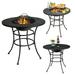 Gymax Fashion 31.5 Patio Fire Pit Dining Table Charcoal Wood Burning W/ Cooking BBQ Grate