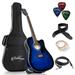 Ashthorpe Full-Size Cutaway Thinline Acoustic-Electric Guitar Package Premium Tonewoods Blue