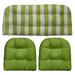 RSH DÃ©cor Indoor Outdoor 3 Piece Tufted Wicker Cushion Set Standard Kiwi Green & White Stripe + Kiwi Green