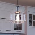Luxury Industrial Indoor Pendant 14 H x 12.5 W with Coastal Style Elements Modern Farmhouse Design Brushed Nickel Finish and Clear UHP3720