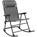 Devoko Zero Gravity Rocking Chair with Headrest Pillow Folding Recliner Foldable Lounge Chair Gray
