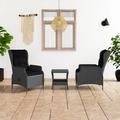 3 Piece Patio Set with Cushions Poly Rattan Dark Gray