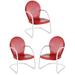Home Square Griffith 3 Piece Modern Metal Patio Chair Set in Red