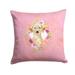 Yellow Lab Pink Flowers Fabric Decorative Pillow