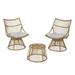 GDF Studio Apulia Outdoor Wicker 3 Piece Chat Set with Cushion Light Brown and Beige