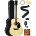 Barcelona D500 Dreadnought Acoustic Guitar - Natural Bundle with Hard Case Strings Tuner Strap Picks Instructional Book DVD and Austin Bazaar Polishing Cloth