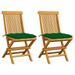 ametoys Patio Chairs with Green Cushions 2 pcs Solid Teak Wood