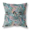 HomeRoots 414330 28 in. Tropical Indoor & Outdoor Throw Pillow Aqua & Red