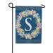 America Forever Spring Monogram Garden Flag Letter S 12.5 x 18 inches Double Sided Vertical Outdoor Yard Lawn Beautiful Flowers Floral Wreath Summer Flower Garden Flag