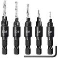 5Pcs Countersink Drill Bit Set Adjustable 1/4inch Hex Shank Power Tools and HSS Quick Change Countersink Drill Bit Woodworking Chamfer Tool for Wood Drilling Plastic Soft Metal