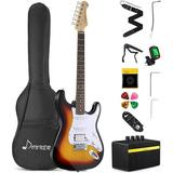 Donner 39 Beginner Electric Guitar Solid Body Sunburst 11 Pieces