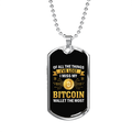 Miss My Bitcoin Wallet Crypto Necklace Stainless Steel or 18k Gold Dog Tag 24 Chain