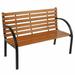 Hassch 48 Hardwood Slotted Steel Cast Iron Frame Outdoor Patio Garden Bench Park Seat