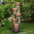 39.7â€™â€™H 5-Tier Relaxing Outdoor Indoor Garden Water Fountain Decor - for Contemporary Design for Garden Patio Deck Porch Backyard and Home Art Decor