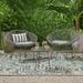 Josiah Outdoor Faux Wicker 2 Seater Chat Set with Tempered Glass Table Gray and Dark Gray