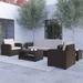 Merrick Lane 5 Piece Chocolate Brown Faux Rattan Patio Set - 2 Chairs and Sofa with Removable Cushions Coffee Table and End Table