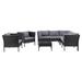 CorLiving 8pc Patio Sectional Set with 2 Chairs - Black with Ash Gray Cushions