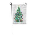 LADDKE Green Holiday Christmas Tree Decorated International Flags Red America Garden Flag Decorative Flag House Banner 12x18 inch