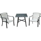 Hanover Foxhill 3-Piece Commercial-Grade Bistro Set with 2 Sling Dining Chairs and a 30 Square Slat-Top Table