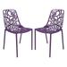 LeisureMod Devon Modern Aluminum Outdoor Dining Chair Set of 2 in Purple