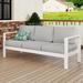 Superjoe Outdoor Patio 3-Seat Aluminum Sofa Couch Furniture with Dark Grey Cushions White