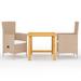 Suzicca 3 Piece Patio Dining Set Beige