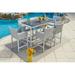 Milan 7-Piece Aluminum Outdoor Patio Furniture Bar Table Set w/Bar Table and Six Sling Bar Chairs