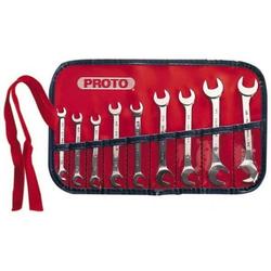 Proto 9 Piece 7/32 x 7/32 to 1/2 x 1/2 Open End Wrench Set Inch Measurement Standard Satin Finish Comes in Nylon Roll