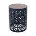 Leiam Outdoor Iron Side Table Dark Blue Multi-Color