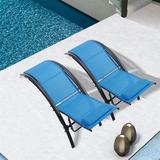 ARCTICSCORPION 2PCS Set Adjustable Chaise Lounges Outdoor Lounge Chair Lounger Recliner Chair For Patio Lawn Beach Pool Side Sunbathing Blue