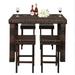 iTopRoad 5-Piece Patio Bar Table Stool Set Outdoor Rattan Bar Dining Table with 4 Stools