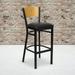Flash Furniture HERCULES Series Black Circle Back Metal Restaurant Barstool - Natural Wood Back Black Vinyl Seat