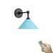 FSLiving 1-Lamp Battery Run 55 Lumens LED Wall Light Remote Control Dimmable Blue Metal Wall Sconce Vintage Style Adjust Angle Light Fixture for Loft-Easy to Installï¼ŒBattery Not Included