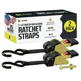 DC Cargo Auto Retract Ratchet Strap w/ Hook 1 x6 Bolt-on Tie Down Strap 2-pack